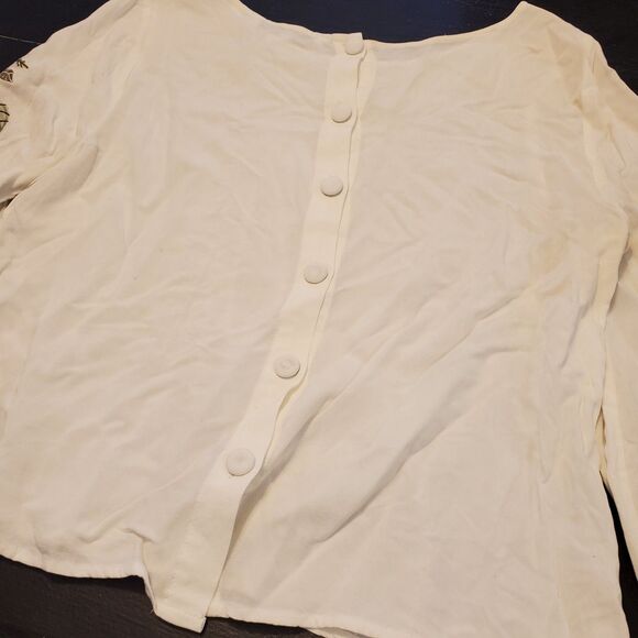 Cupcakes And Cashmere Womens Floral Embroidered Detail Blouse Top White Size M - Picture 8 of 10